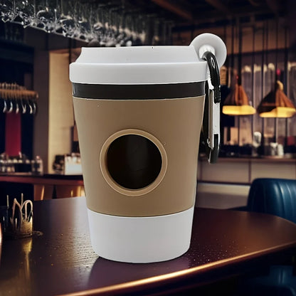 "Portable Dog Waste Bag Dispenser – Coffee Cup Style Poop Bag Holder for Dog Walking"