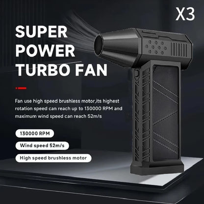 High-Speed Air Blower Turbo Jet Fan – 130,000RPM / 120,000RPM Brushless Motor, Handheld, USB Rechargeable Dust Cleanerl