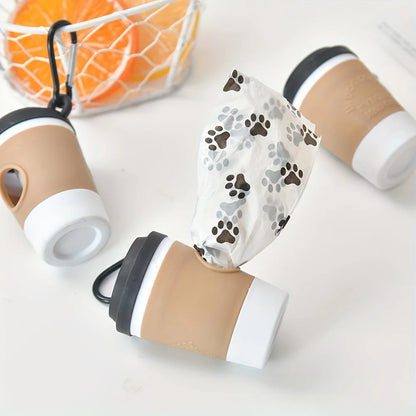 "Portable Dog Waste Bag Dispenser – Coffee Cup Style Poop Bag Holder for Dog Walking"