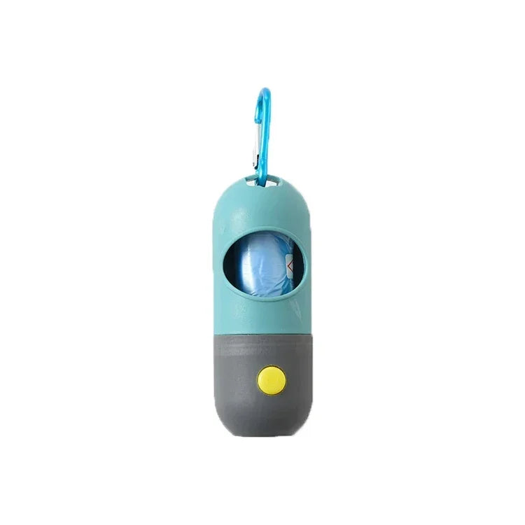 Portable Dog Waste Bag Dispenser with LED Light – Outdoor Poop Bag Holder with Clip for Walking and Hiking