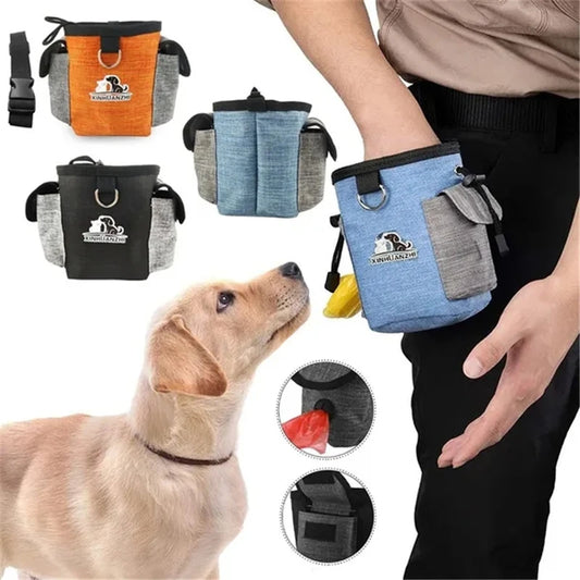 "Portable Dog Treat Training Pouch – Outdoor Snack Bag for Pets with Clip & Drawstring"