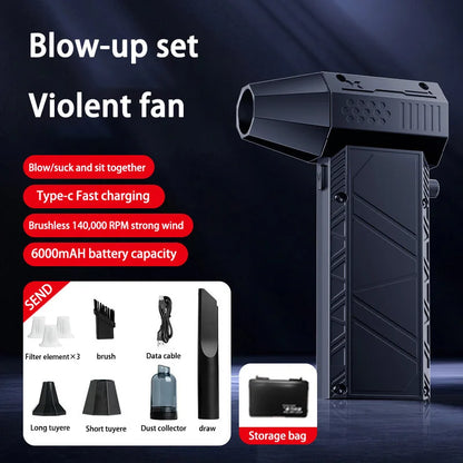 Powerful Air Blower & Vacuum Cleaner 400000RPM – USB-C Rechargeable Dust Remover for Electronics & Home