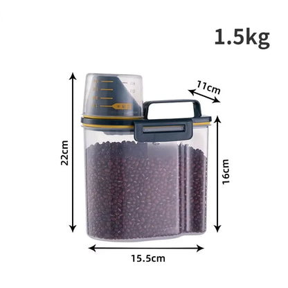 "Airtight Pet Food Storage Container – 1.5kg/2kg Dog & Cat Food Box with Measuring Cup"