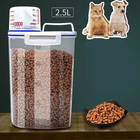 Airtight Pet Food Storage Container – 1.5kg/2kg with Measuring Cup (Dogs & Cats)