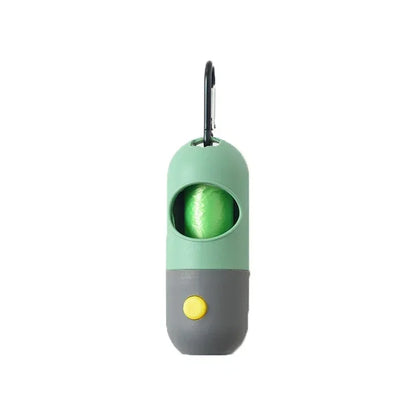 Portable Dog Waste Bag Dispenser with LED Light – Outdoor Poop Bag Holder with Clip for Walking and Hiking