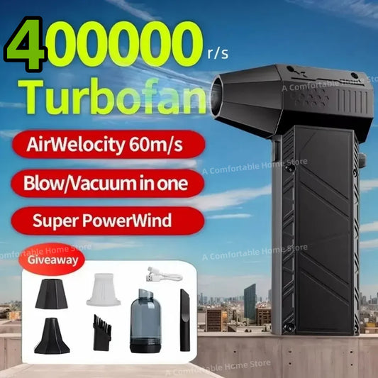 Powerful Air Blower & Vacuum Cleaner 400000RPM – USB-C Rechargeable Dust Remover for Electronics & Home