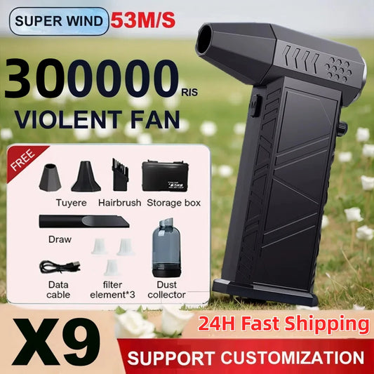 X9 Turbo Fan – 300000RPM Brushless Air Blower, USB Rechargeable, Powerful Dust Remover for Home & Electronics