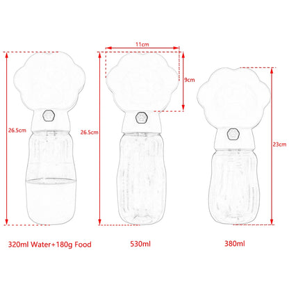 2-in-1 Portable Dog Water Bottle with Food Container – Leakproof Travel Bowl for Dogs & Cats