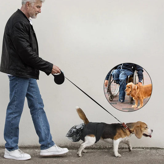 “Reusable Dog Diaper Pants with Disposable Poop Bags – Portable & Washable for Outdoor Walks”