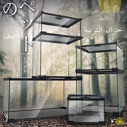 Eco Rainforest Glass Terrarium – Ideal for Lizards, Frogs, Crabs & Spiders