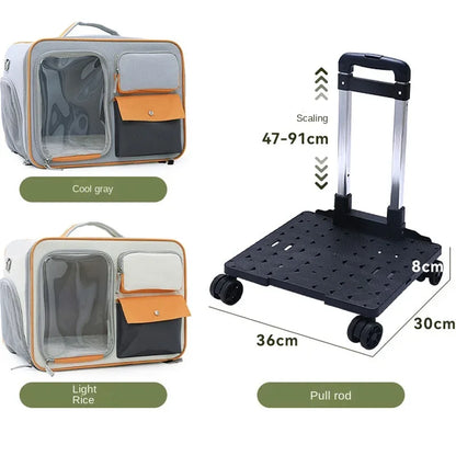 Portable Pet Travel Trolley for Small Dogs & Cats – Lightweight Rolling Carrier with Breathable Design