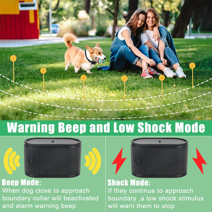 Waterproof Electronic Pet Fence System – Invisible Dog Containment & Training Collar with Adjustable Shock & Vibration