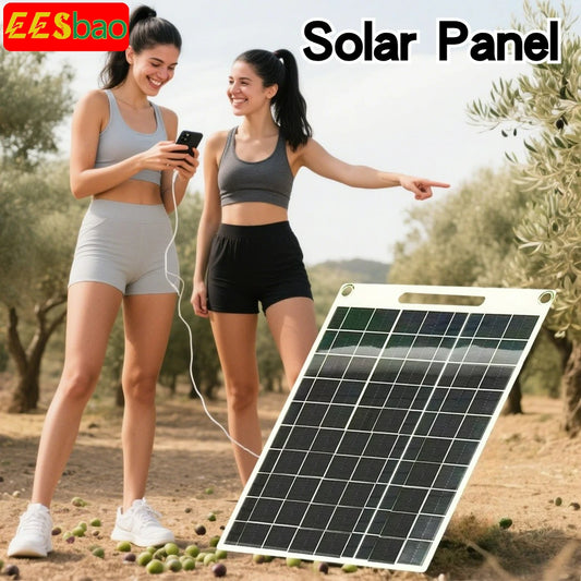 “Portable Waterproof Solar Charger 30W–40W – Dual USB Fast Charging for Phones & Outdoor Use”