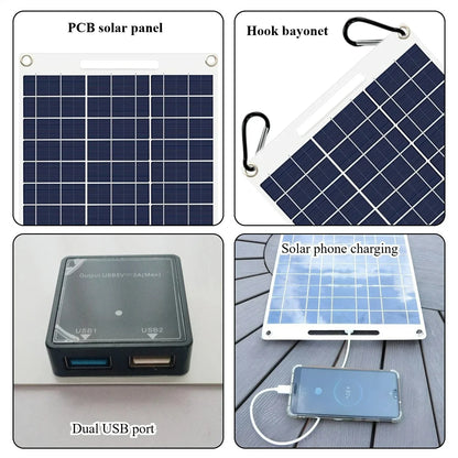 “Portable Waterproof Solar Charger 30W–40W – Dual USB Fast Charging for Phones & Outdoor Use”