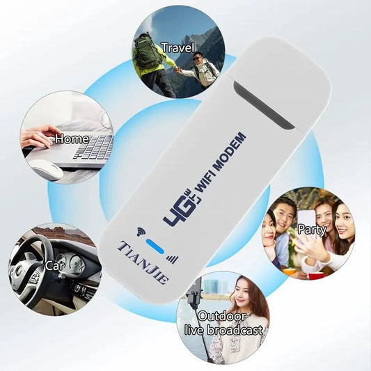 TIANJIE 4G LTE USB WiFi Dongle Router – 150Mbps Wireless Modem with Qualcomm CAT4 Chipset