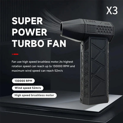 High-Speed Air Blower Turbo Jet Fan – 130,000RPM / 120,000RPM Brushless Motor, Handheld, USB Rechargeable Dust Cleanerl